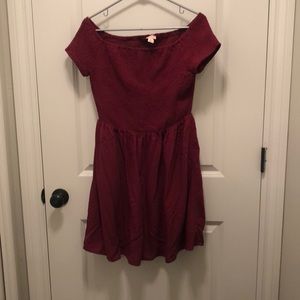 Off the Shoulder Maroon Dress